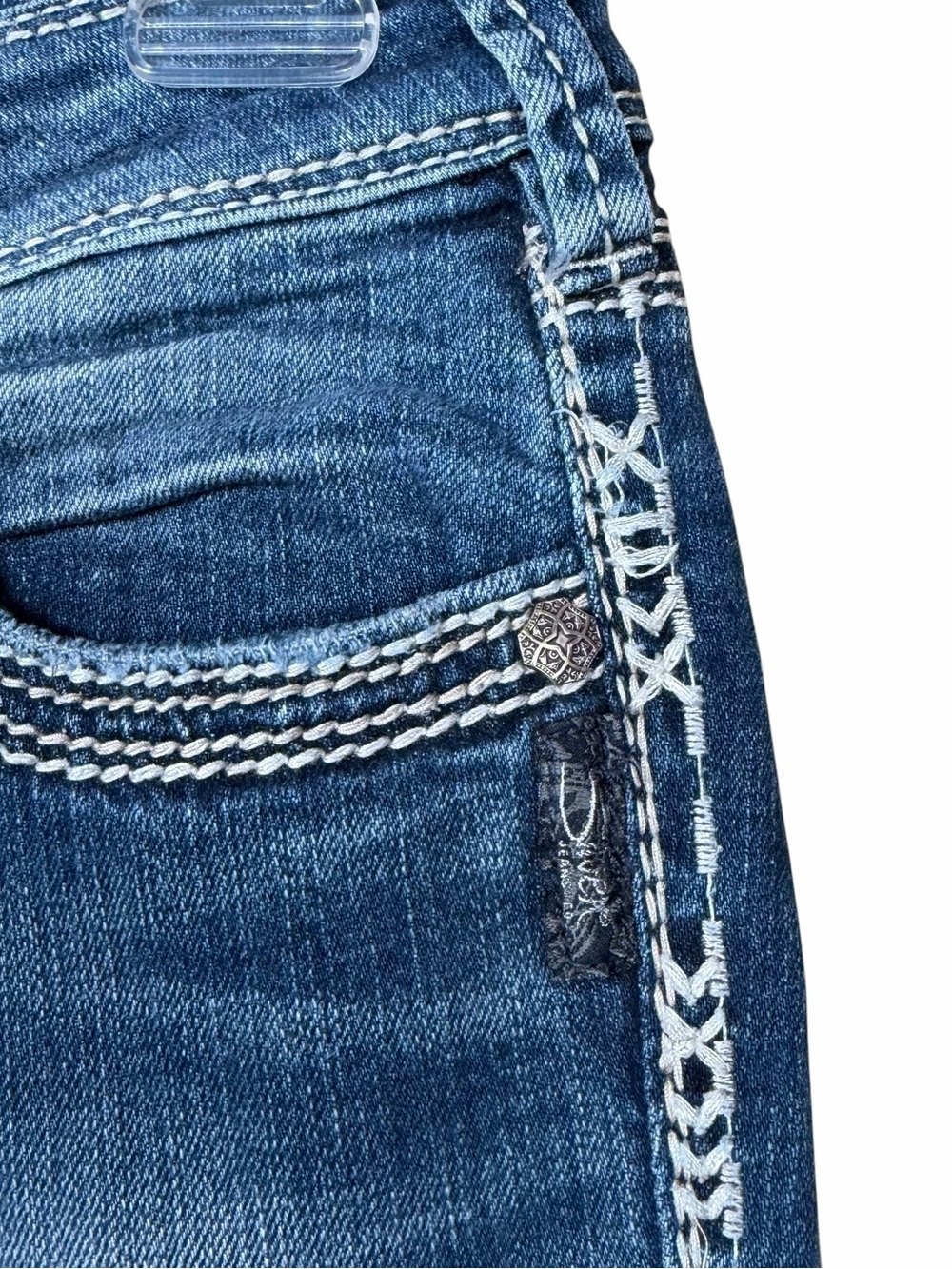 Silver Jeans Suki Women’s Size 29x33 Bootcut Medium Wash Mid Rise Thick Stitch - Picture 5 of 13